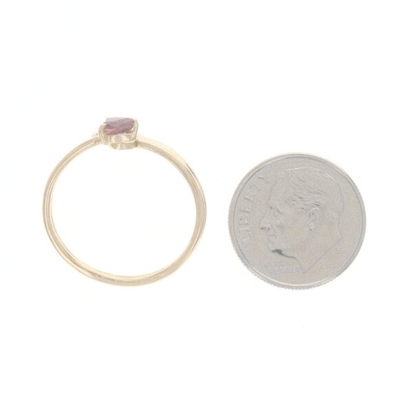 Yellow Gold Ruby Bypass Ring - 14k Pear & Round .41ctw Sz 6 1/4 - Picture 5 of 6